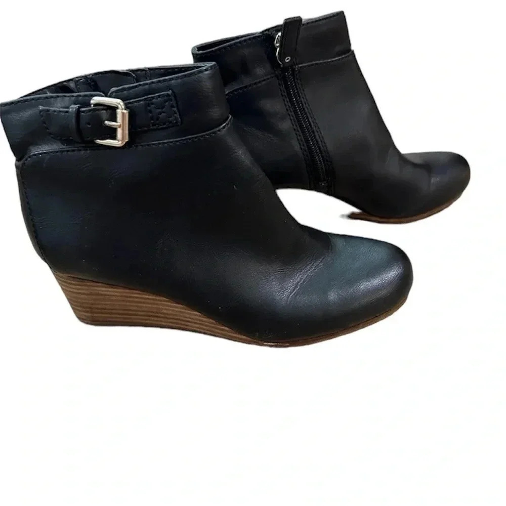 Dr. Scholl’s Daina Women’s Black Wedge Booties Memory Foam Cool Fit Size 6.5 GUC